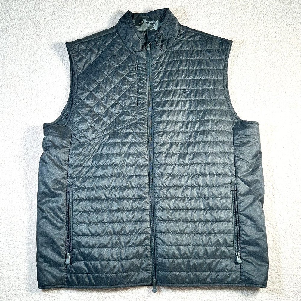 Greyson Mens Lightweight Puffer Jacket Polyester Grey Black Size XL Golf Preppy